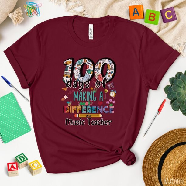 100th Days Of School Shirt,100 days of Music,Music Teacher 100 Days Shirt,100 Days of School