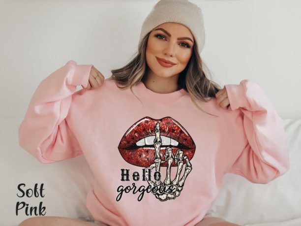 Cute Valentine Sweatshirt Valentine Skeleton Sweatshirt Retro Valentine Day Shirt Valentine Love Shirt Valentine Love Sweatshirt Hello Shirt