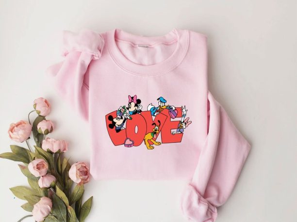 Disney Valentine Day Shirt, Women's Disney Sweatshirt, Mickey Love Shirt, Disney Love Shirt, Disney Family Shirt, Mickey Friends Gift Shirt