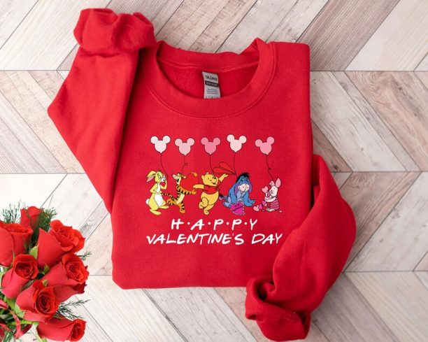 Vintage Winnie Valentine's Day Shirt, Happy Valentines Day Sweatshirt, Disney Winnie The Pooh Characters Love Shirt, Pooh Couple Gift Shirt