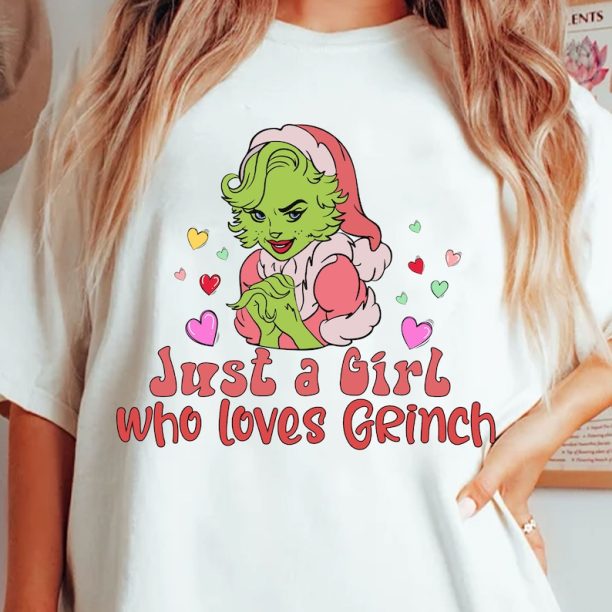 Just a Girl Who Loves Grinch's Valentine Png, Pink Grinchmas Christmas Png, Happy Valentine Png, Love Heart Png