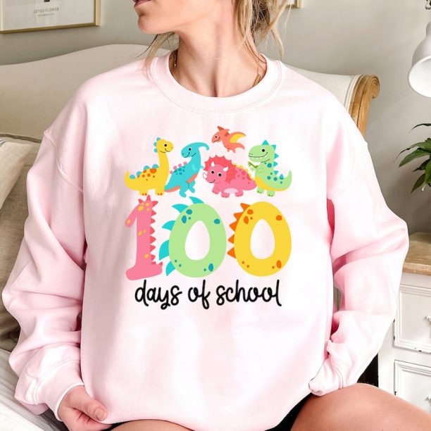 Dinosaur Happy 100 Days of School Shirt, 100th Day of School, Teacher Gift, Coffee and Chaos, Teacher Shirt, Teacher Tee