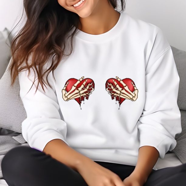 Skeleton Hearts Valentine Sweatshirt: Valentine Sweatshirt, Valentine Days Sweatshirt, Skeleton Sweatshirt, Valentines Gift, Crewneck