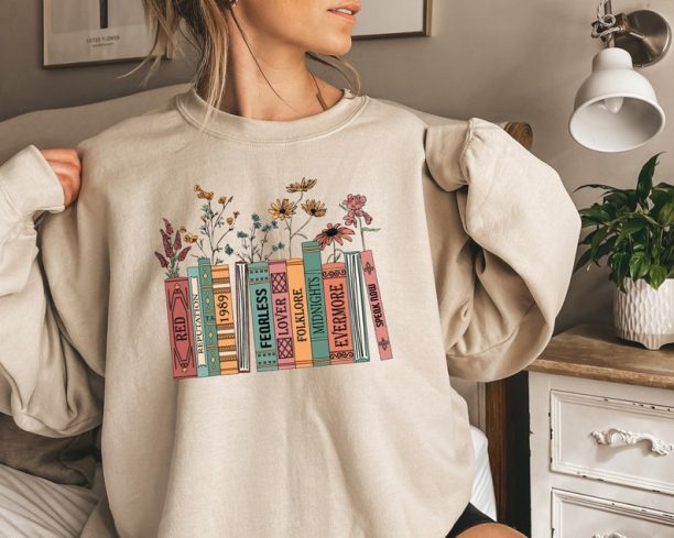 Albums As Books Sweatshirt, Trendy Aesthetic For Book Lovers, Crewneck Sweater, Folk Music Hoodie, Country Music Hoodie