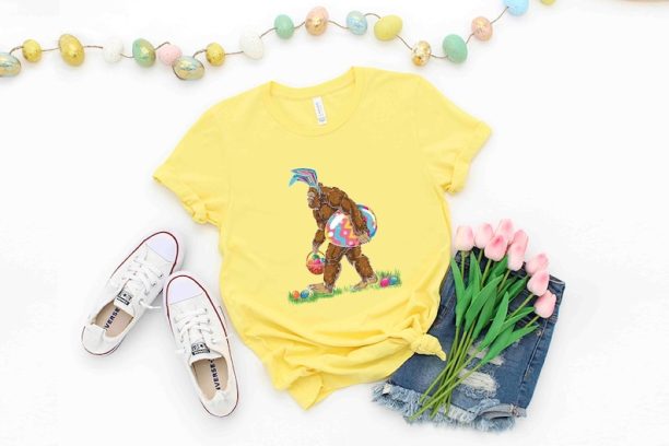 Bigfoot Easter T-shirt, Bunny Bigfoot T-shirt, Happy Easter Day Shirt, Bigfoot Easter Ear Shirt, Kids Easter Gift