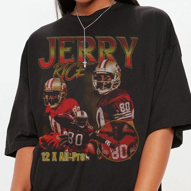 Vintage Jerry Rice Shirt, Sweatshirt, Hoodie, Football Shirt, Vintage Bootleg, Gift, Retro, Unisex