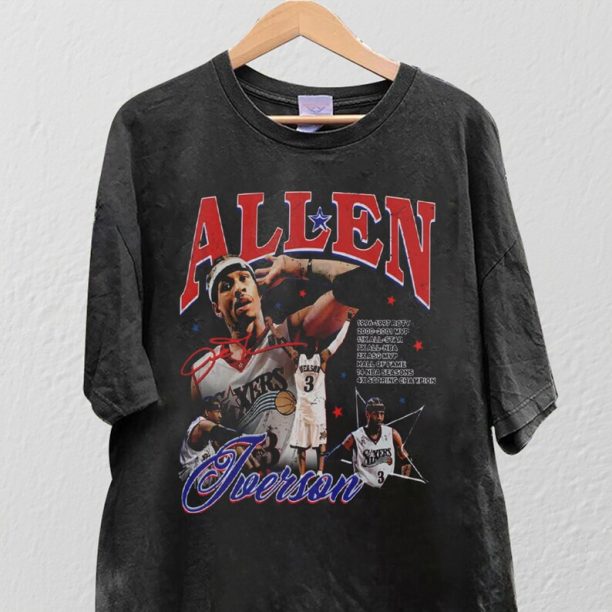 Vintage 90s Basketball Bootleg Style T-Shirt, Allen Iverson Graphic Tee, Allen Iverson Shirt, Retro Basketball Shirt