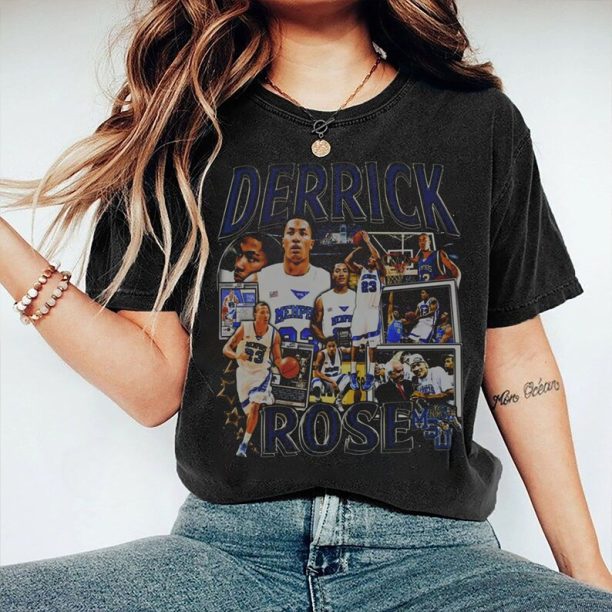 Vintage 90s Basketball Bootleg Style T-Shirt, Derrick Rose Graphic Tee, Derrick Rose Shirt, Retro Basketball Shirt