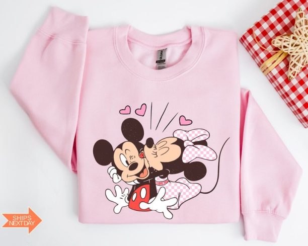 Vintage Mickey and Minnie Sweatshirt, Disney Valentines Day Sweatshirt, Disney Valentine's Day Shirt