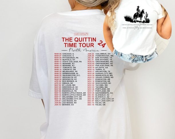 Zach Bryan The Quittin Time 2024 Tour Shirt, Country Music Singer, American Heartbreak Shirt, Western Cowboy Tee