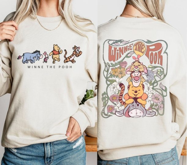 Retro Winnie The Pooh And Friends Sweatshirt, Disney Winnie The Pooh Shirt, Disney Pooh Bear 2 Side Shirt