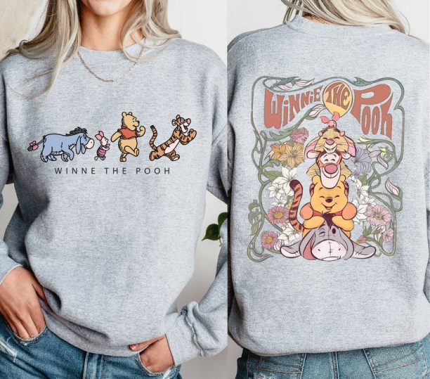 Retro Winnie The Pooh And Friends Sweatshirt, Disney Winnie The Pooh Shirt, Disney Pooh Bear 2 Side Shirt