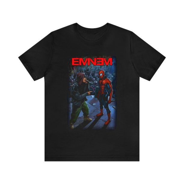 Eminem vs Spider-Man T-Shirt - Black Rap Battle - Eminem Hip-Hop Fan Memorabilia