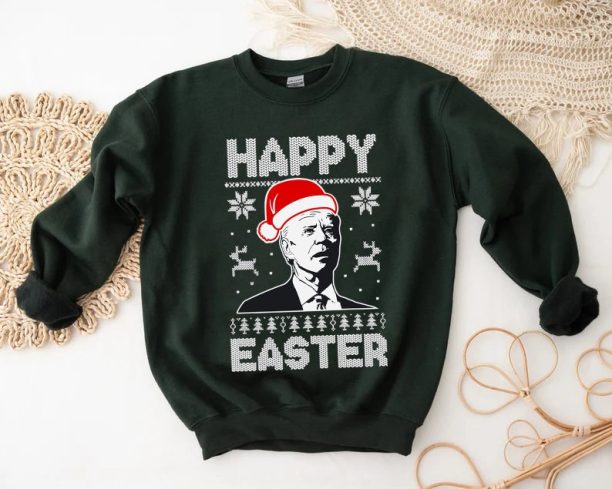 Happy Easter Joe Biden Sweatshirt, Funny Confused Joe Biden, Ugly Christmas Sweater, Joe Biden Easter Sweater