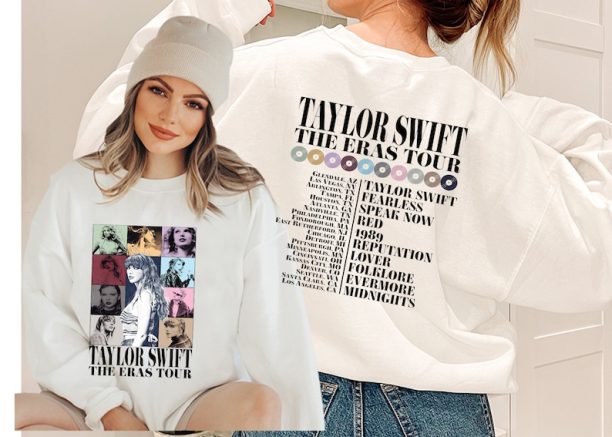 Taylor Swiftie Sweatshirt, Eras Tour Shirt, Taylor Front Back Shirt,Eras Tour Outfit,Midnights Concert Shirt,Taylor Swiftie Merch Shirt,Eras