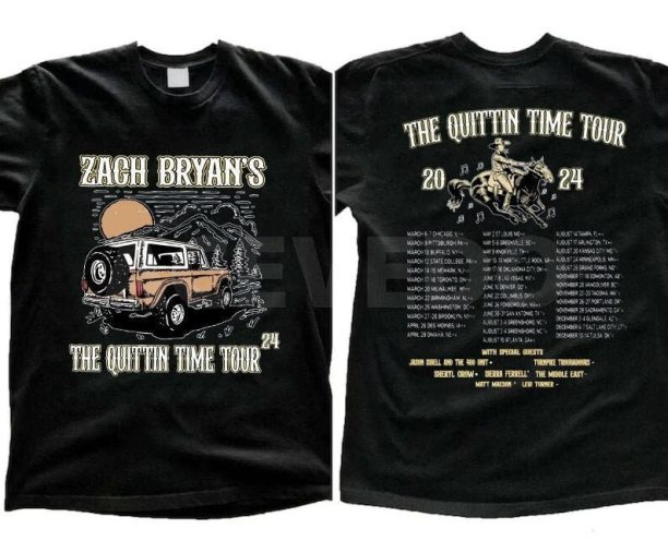 The Quittin Time 2024 Tour Shirt, Zach Bryan 2 Side Shirt, Country Music Singer, American Heartbreak Shirt