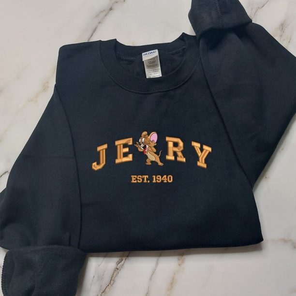 Tom and Jerry Embroidered Sweatshirt, Cartoon Embroidered Sweatshirts, Trending Crewneck, Valentine gift