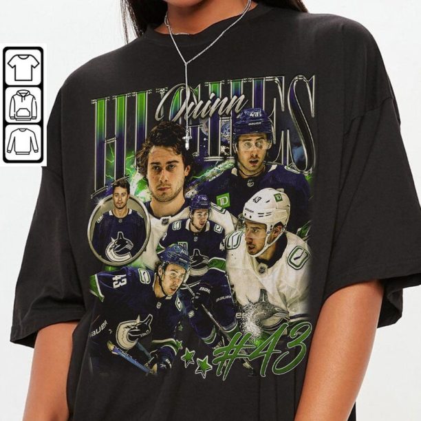 Quinn Hughes Vancouver Ice Hockey Shirt, Canucks Ice Hockey Shirt Christmas Gift