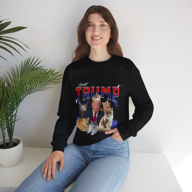 Vintage Trump and Cats Sweatshirt - Political Humor Retro Style - Cat Lover's Delight