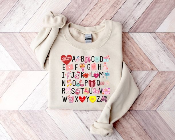 Teacher Valentine Sweatshirt, Teacher Valentines Alphabet Shirt, Valentines Day Shirt For Teachers