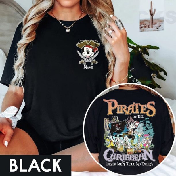 Two-sided Custom Disney Pirates Comfort Colors Shirt, Pirates of the Caribbean Mickey and Friends shirt