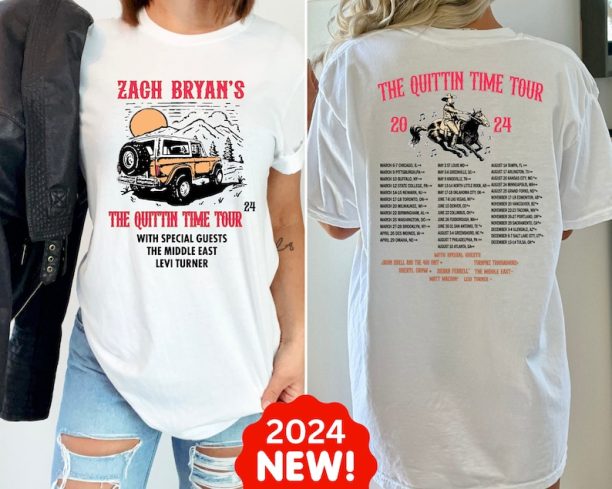 Zach Bryan Quittin Time Tour 2024 F&B Shirt, Vintage Zach Bryan Fan Gift, Country Music Shirt, American Heartbreak Shirt