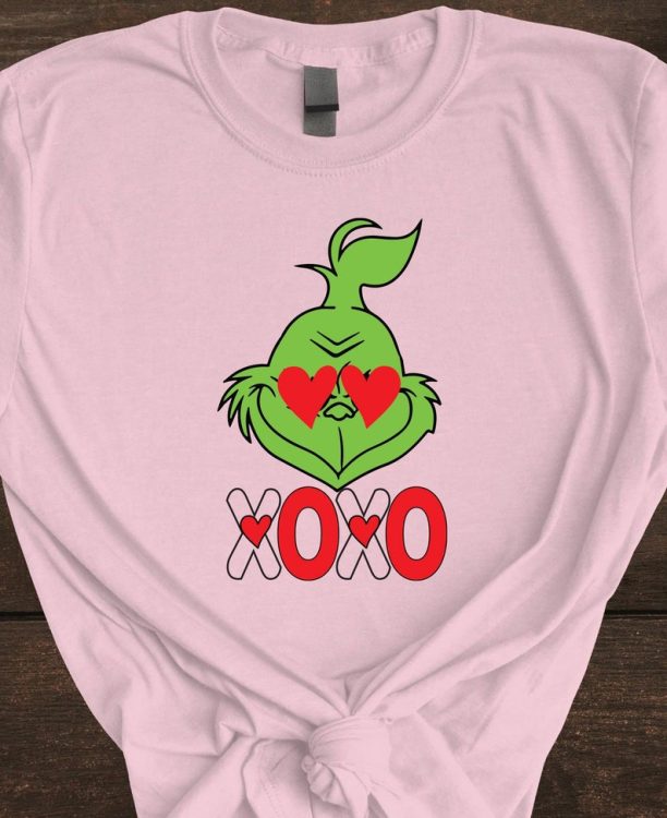 The Grinch Love T-shirt, Funny Grinch XOXO Heart Shirt, Cute Grinch Hoodie, Valentines Day Grinchy Sweatshirt