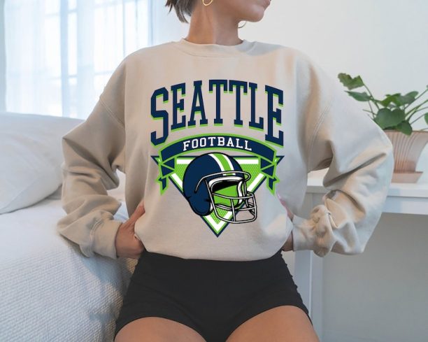 Seattle Football Sweatshirt, Vintage Seattle Crewneck, Retro Seattle Sweatshirt, Seattle Varsity Hoodie