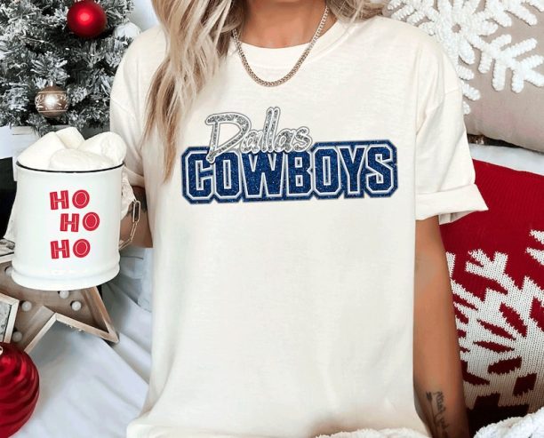 Comfort Colors Glitter Dallas Football Cowboys Football, Family Fan Shirts, Holiday Gifts