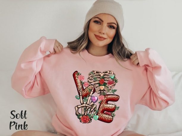 Love Valentine Day Sweatshirt Valentine Candy Heart Shirt Valentine Skeleton Sweatshirt Spooky Valentine Shirt Cute Valentine Tshirt Vday