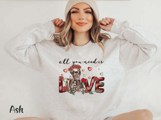 Love Valentine Sweatshirt Valentine Skeleton Sweatshirt Spooky Valentine Day Shirt Valentine Love Shirt Cute Valentine Tshirt Galentines Day