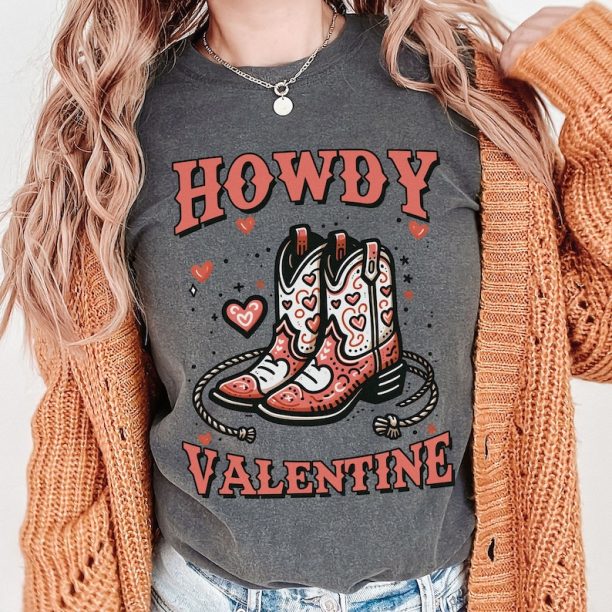 Howdy Valentine Comfort Colors Shirt, Cowgirl Western Valentines Gift, Howdy Valentine Shirt, Valentines Day Gift For Her Shirt