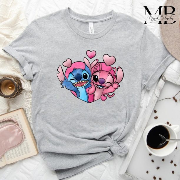 Disney Stitch and Angel Valentine Shirt, Angel Valentine Shirt, Disney Valentine's Day Shirt, Stitch Valentine Shirt