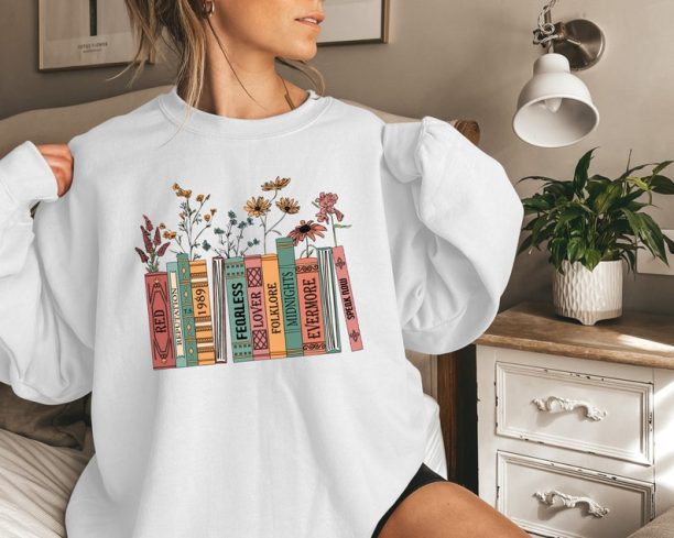 Albums As Books Sweatshirt, Trendy Aesthetic For Book Lovers, Crewneck Sweater, Folk Music Hoodie, Country Music Hoodie