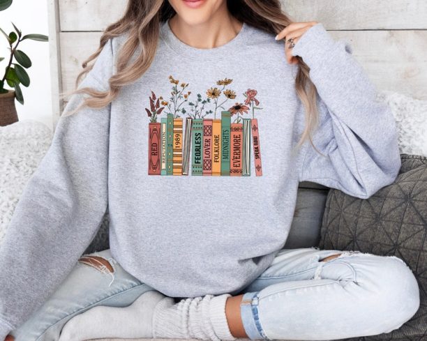 Albums As Books Sweatshirt, Trendy Aesthetic For Book Lovers, Crewneck Sweater, Folk Music Hoodie, Country Music Hoodie