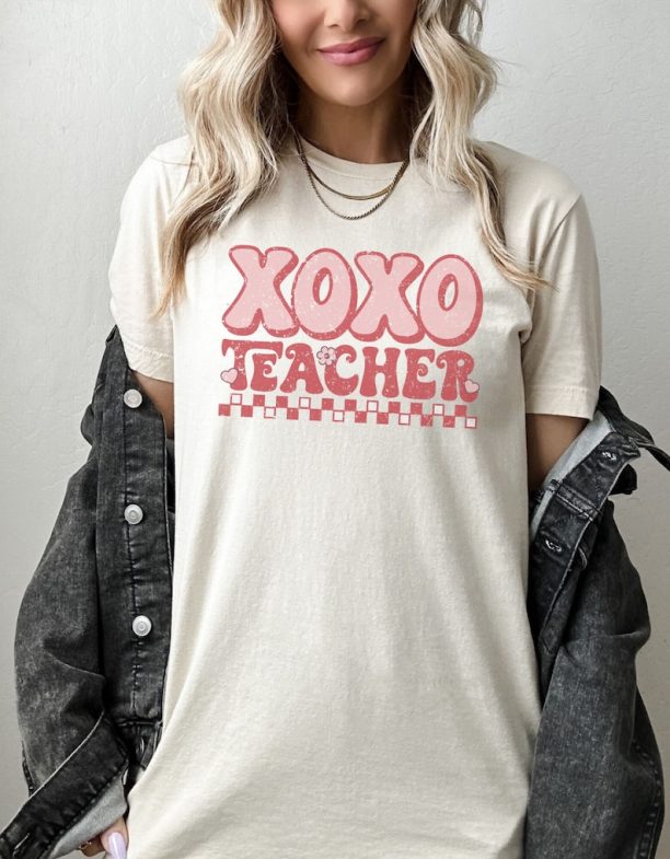 Retro Xoxo Cute Teacher Shirt Valentines Day Shirt Xoxo Valentine Teacher Gift Valentine Teacher Valentine Shirt for Teacher Gift for Her