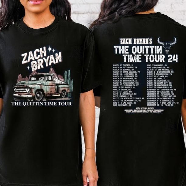 The Quittin Time Tour 2024 Vintage Shirt, Zach Bryan 2 Side Shirt, Zach Bryan Concert 2024 Merch