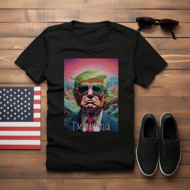 Donald Trump Portrait Tee - Trippy Neon Surreal Art - Political Fashion Shirt