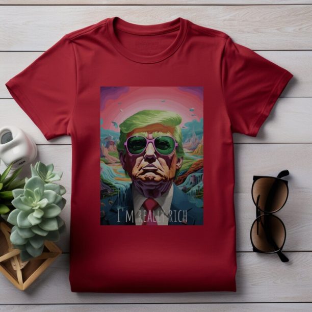 Donald Trump Portrait Tee - Trippy Neon Surreal Art - Political Fashion Shirt