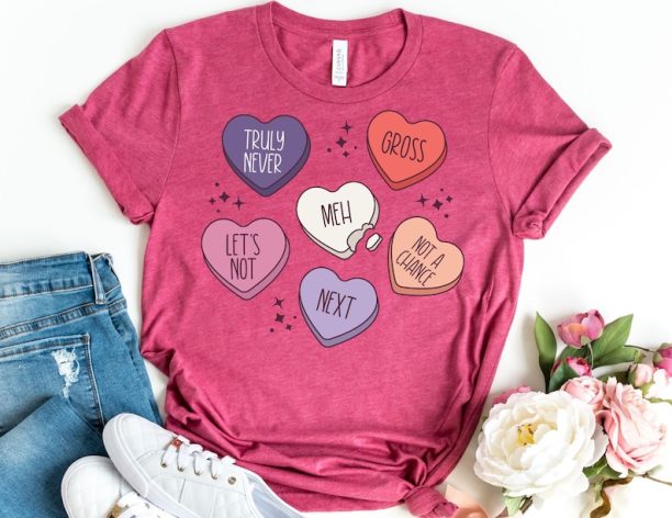 Valentine Candy Hearts Shirt, Valentines Day Shirt, Valentine Shirt, Valentines Day Gift, Happy Valentines Day T-Shirt