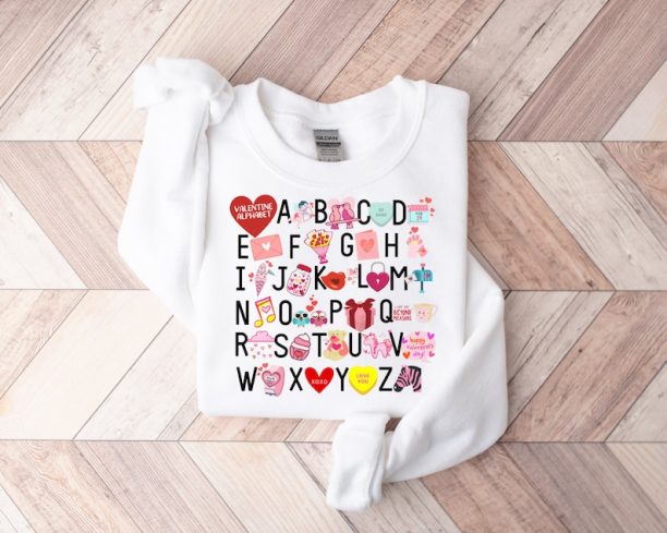 Teacher Valentine Sweatshirt, Teacher Valentines Alphabet Shirt, Valentines Day Shirt For Teachers