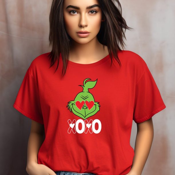 The Grinch Love T-shirt, Funny Grinch XOXO Heart Shirt, Cute Grinch Hoodie, Valentines Day Grinchy Sweatshirt