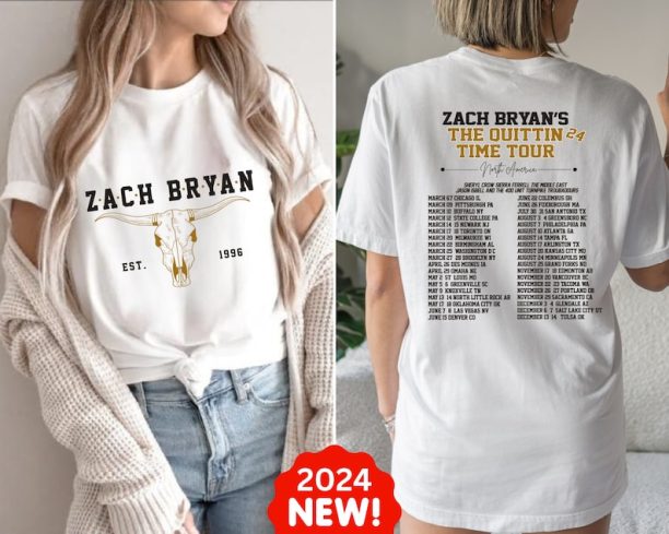 Zach Bryan The Quittin Time 2024 Tour Shirt, Country Music Singer, American Heartbreak Shirt, Western Cowboy Shirt