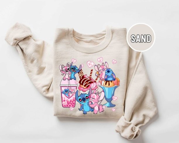 Disney Stitch and Angel Coffee Cups Valentine Shirt, Stitch Shirt, Disney Valentine's Day Shirt, Stitch Valentine Shirt