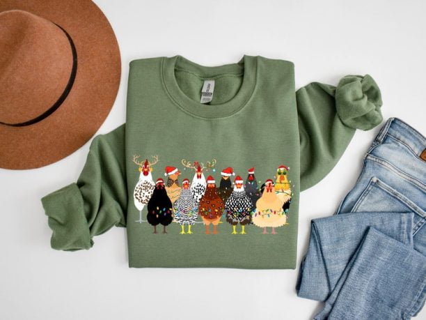 Сute Christmas Chickens Sweatshirt