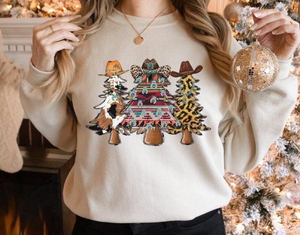 Christmas Cowboy Sweatshirt ,Western Santa Christmas Sweatshirt