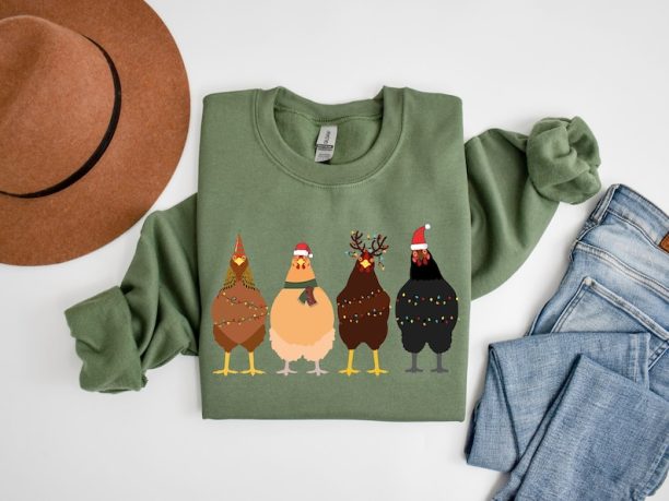 Funny Christmas Chicken Sweatshirt