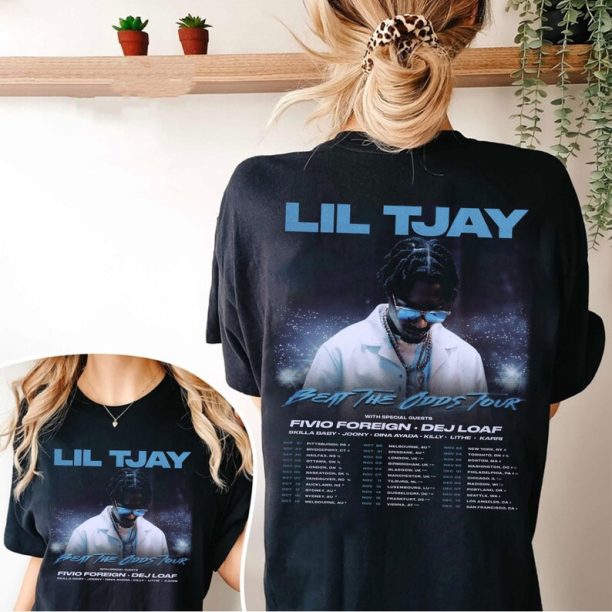 Lil Tjay Shirt Beat The Odds Tour tshirt Lil Tjay Tour 2023 Rap Concert 2023 T-shirt Rapper Double Sides Shirt Gift For Fans