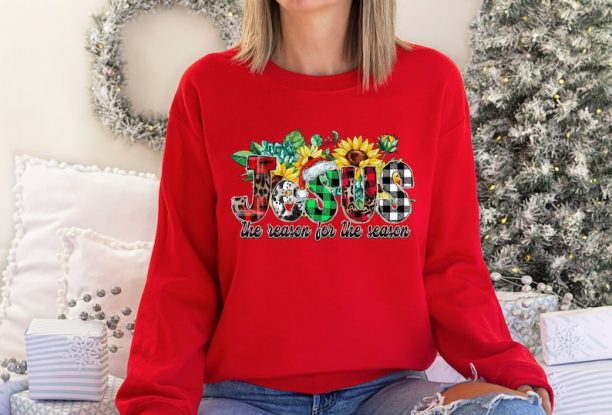 Jesus the Reason for the Season Plaid Sweatshirt