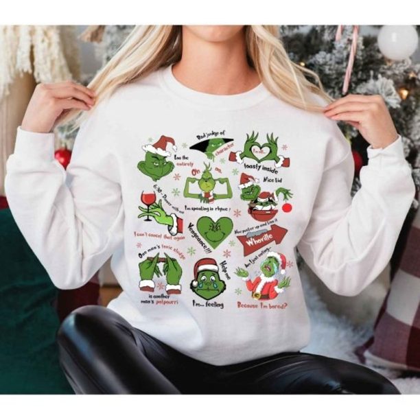 Christmas Grinch My Day Icons Sweatshirt Christmas Shirt, Taylor Swift Midnights Shirt,Lyrics Lover Shirt, Christmas Sweatshirt